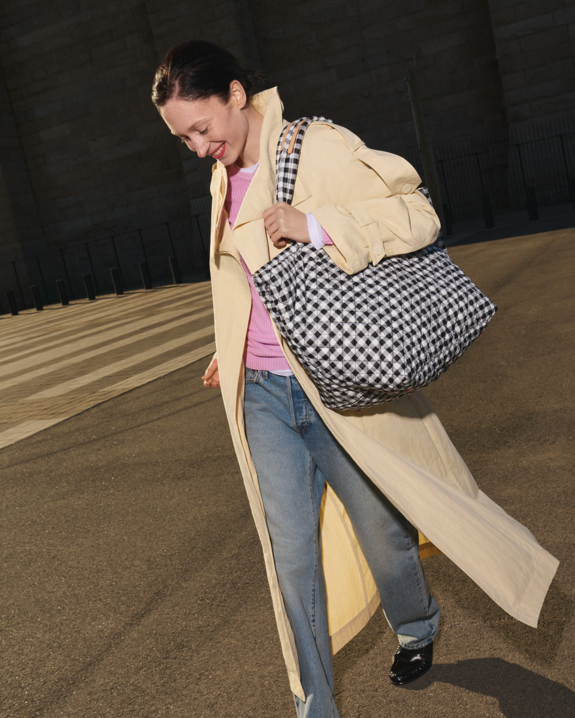 LARGE METRO TOTE DELUXE BLACK GINGHAM