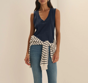 V NECK TANK NAVY