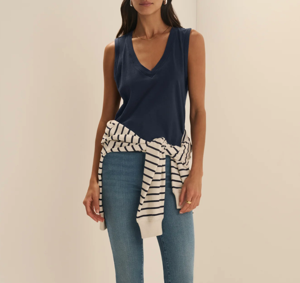 V NECK TANK NAVY
