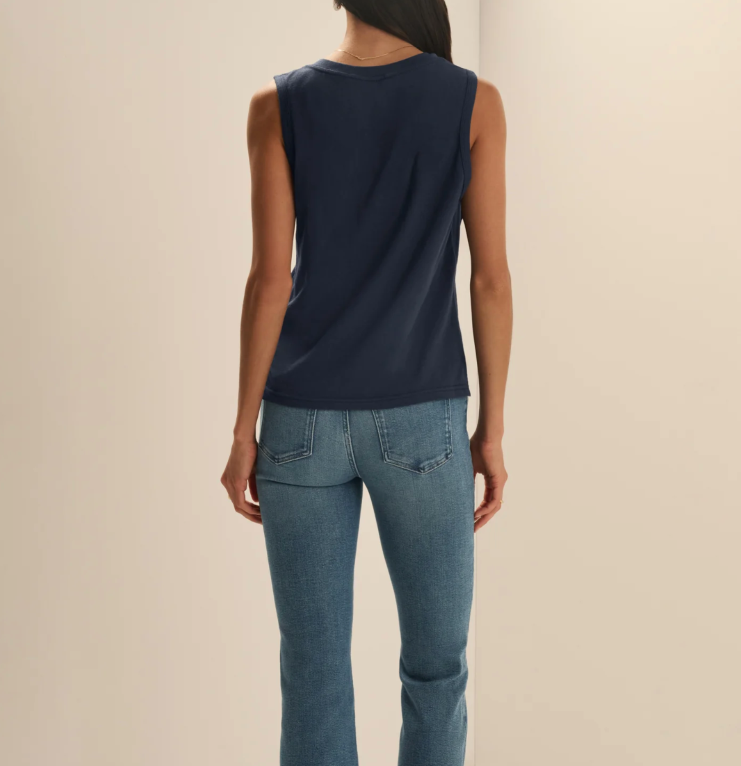V NECK TANK NAVY