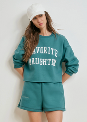 CROPPED COLLEGIATE SWEATSHIRT EMERALD