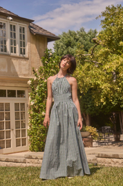 PRISCILLA HALTER GREEN GINGHAM