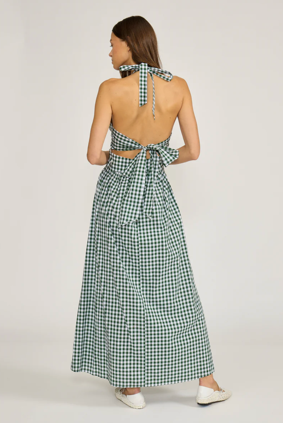 PRISCILLA HALTER GREEN GINGHAM