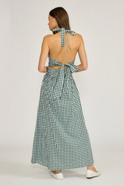 PRISCILLA HALTER GREEN GINGHAM