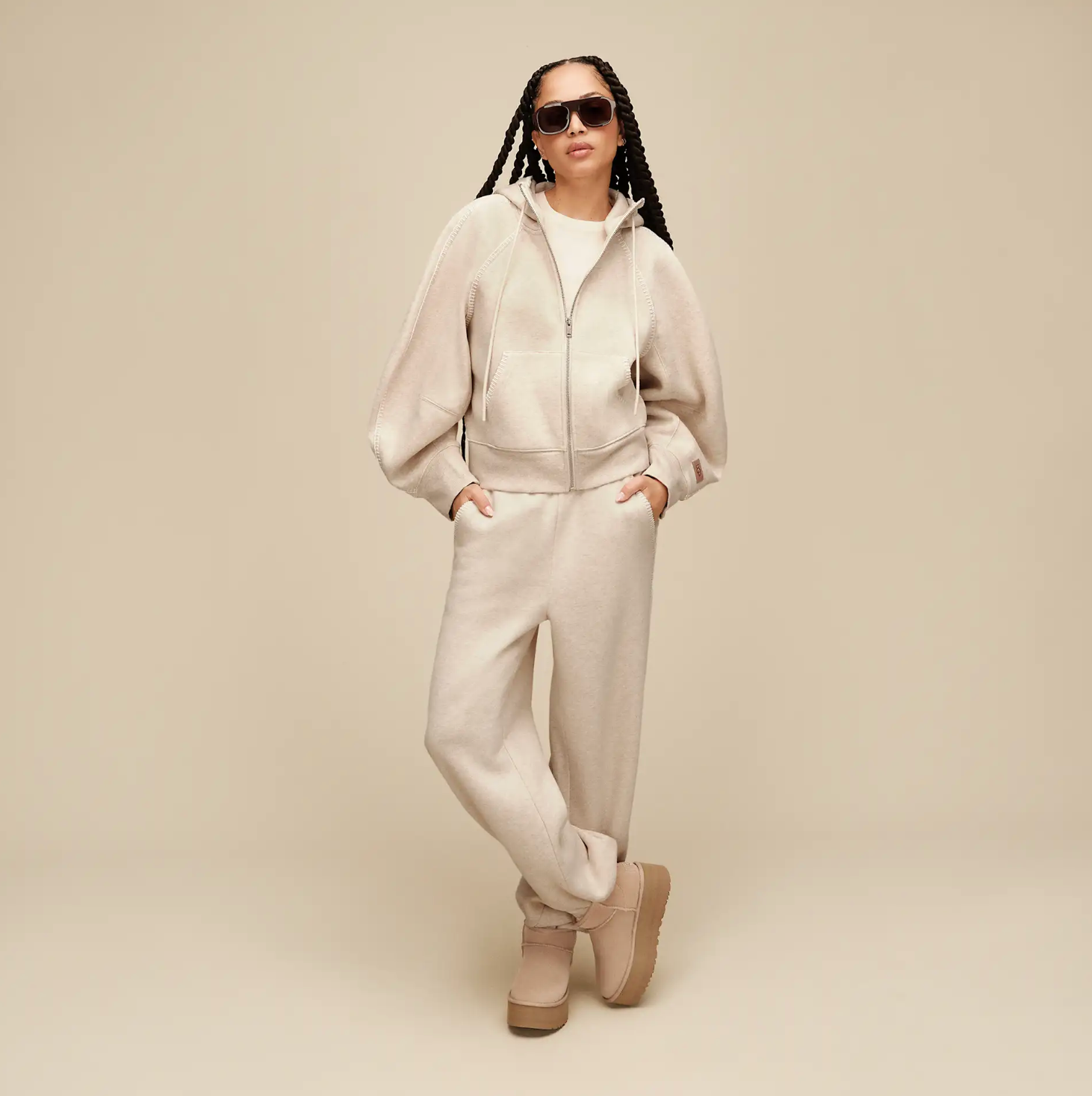 CLASSIC FULL ZIP HOODIE SAND HEATHER