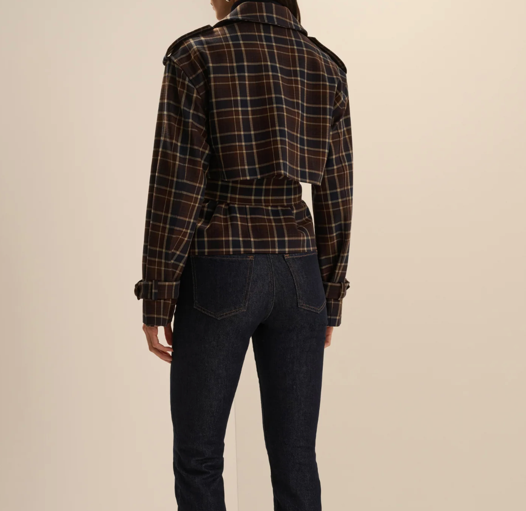 CHARLES TRENCH TOFFEE PLAID