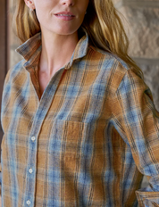 EILEEN GOLD & BLUE LARGE PLAID