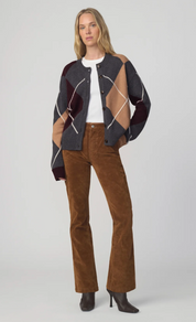 THE RELAXED CARDIGAN CHARCOAL ARGYLE