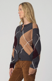 THE RELAXED CARDIGAN CHARCOAL ARGYLE