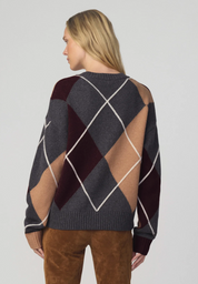 THE RELAXED CARDIGAN CHARCOAL ARGYLE