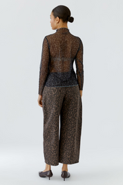 SHEER TOP DARKBROWN GREY LEOPARD