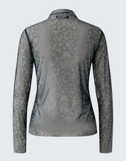 SHEER TOP DARKBROWN GREY LEOPARD
