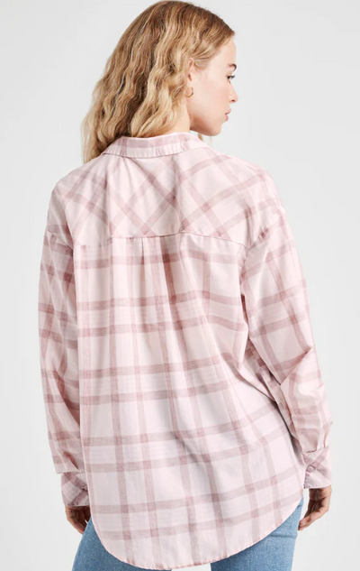 MACIE PLAID BUTTON DOWN ROSE