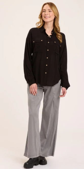 TWILL BUTTON-UP BLACK