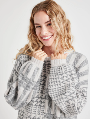 ELLIOTT PLAID SWEATER GREY