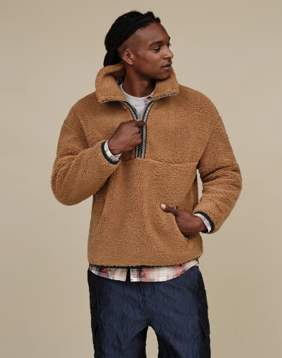 MEN'S UGGBRAID HALF ZIP CHESTNUT