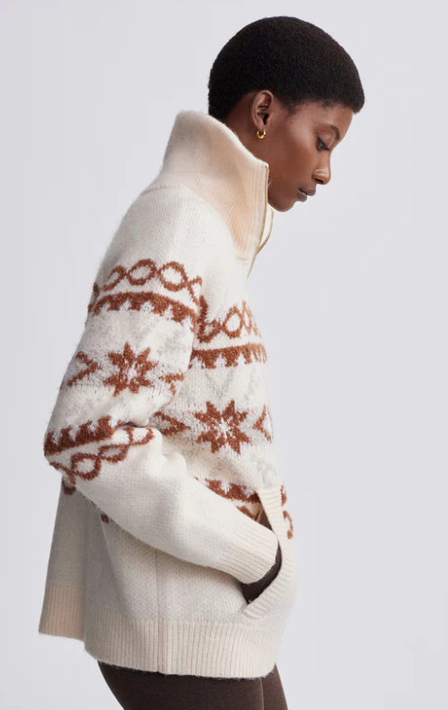 CAI FAIRISLE HALF ZIP CREAM