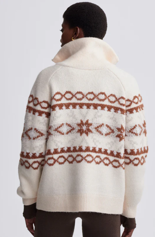 CAI FAIRISLE HALF ZIP CREAM