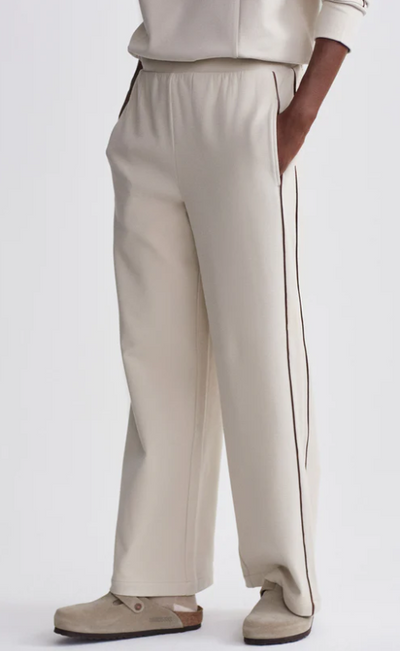 RIB WIDE LEG PANT TAUPE