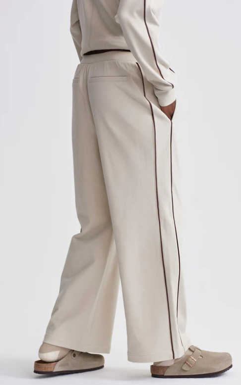 RIB WIDE LEG PANT TAUPE