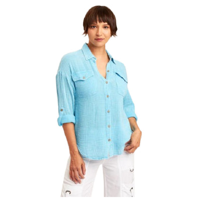 WENDELL BUTTON UP TURQUIOSE