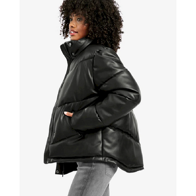 FAUX LEATHER PUFFER JACKET